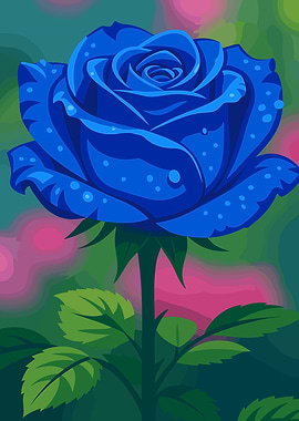 Blue Rose Illustration
