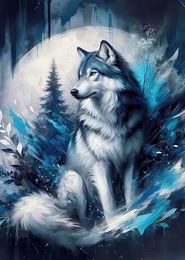 Blue Wolf Portrait