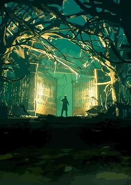 Mysterious Gate and Figure