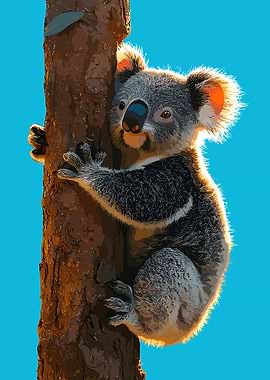 Koala Climbing Tree Digital Art