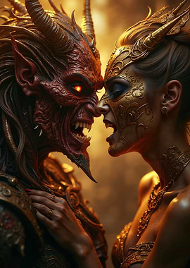 Demon and Masked Woman Confrontation
