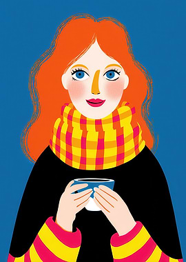 Woman with Coffee Cup Illustration