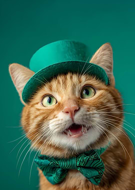 Cat with Hat and Bowtie