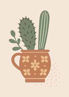 Cactus in a Cup Illustration