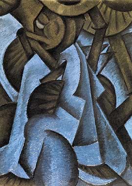 Abstract Cubist Composition in Blue and Brown