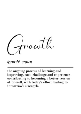 Growth Definition Poster Motivational Wall Art for Self-Improvement & Success
