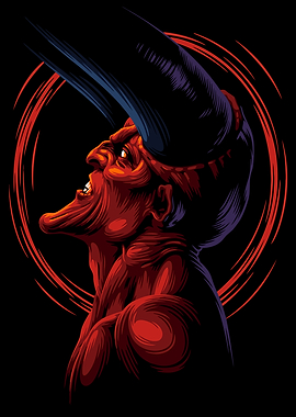 Red Devil with Horns Illustration