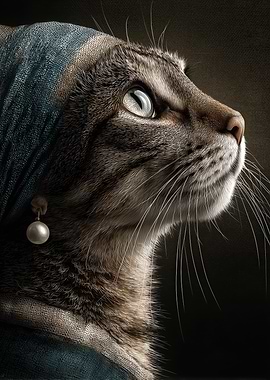 Cat with a Pearl Earring Parody