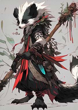 Anthropomorphic Badger Shaman Illustration