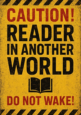Caution Reader in Another World Sign - Funny Bookworm