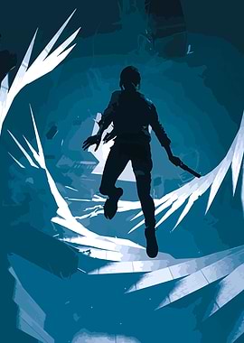 Silhouette in a Fractured Blue World