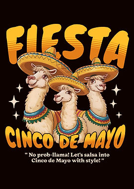 Fiesta Cinco de Mayo Llama Illustration