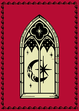 Gothic Window with Moon and Star