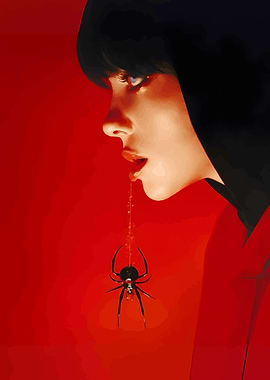 Billie eilish Spider on Red Background