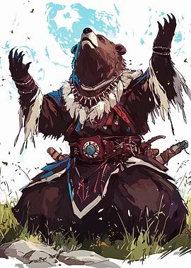 Anthropomorphic Bear Shaman Digital Art