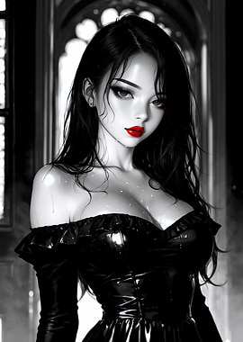 Anime Girl in Black Dress