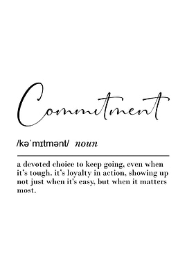 Commitment Definition Poster Motivational Wall Art for Discipline & Grit