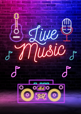 Neon Live Music Sign