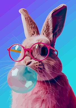 Cool Rabbit with Bubble Gum