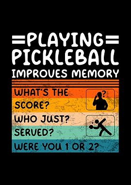 Pickleball Memory Improvement Retro Graphic