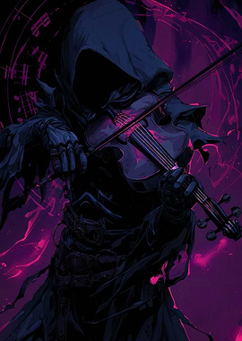 Grim Reaper Playing Violin Art