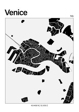 Venice Black and White Map