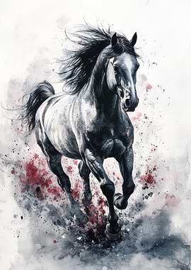 Galloping Horse Watercolor