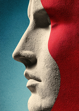 Stone Face Profile with Color Blocks