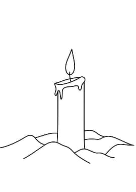 Candle with Flame Minimalist Line Art