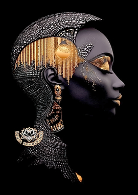 Elegant Woman Profile with Golden Accents