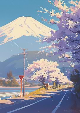 Mount Fuji and Cherry Blossoms