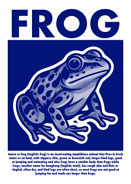 Blue Frog Illustration with Text