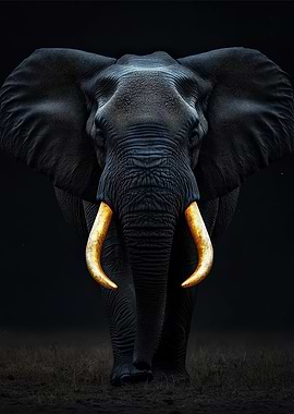 Elephant Portrait with Golden Tusks