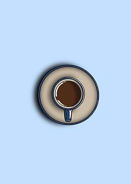 Coffee cup on blue background