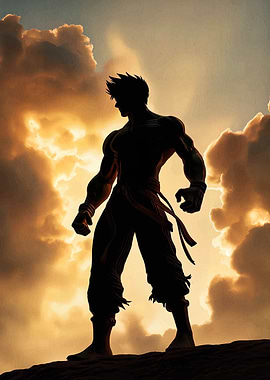 Silhouette of a Muscular Warrior