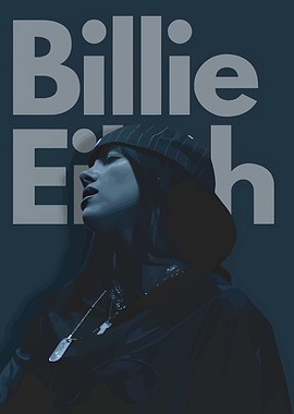 Billie Eilish Portrait in Blue Tones