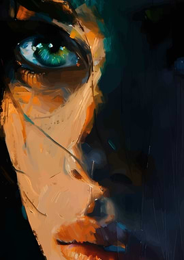 Abstract Portrait with Emerald Eye