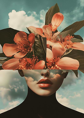 Floral Woman Portrait with Sky