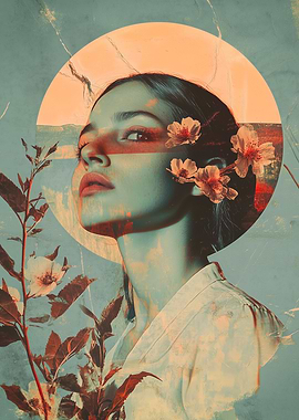 Floral Portrait with Abstract Elements