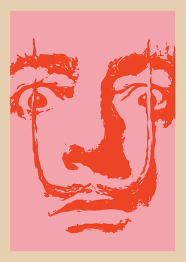 Abstract Face in Red and Pink
