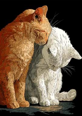 Two Sweet Cats Cuddling