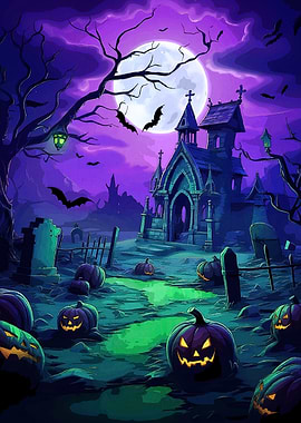 Halloween Night Cemetery