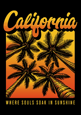 California Palm Trees Sunset Graphic