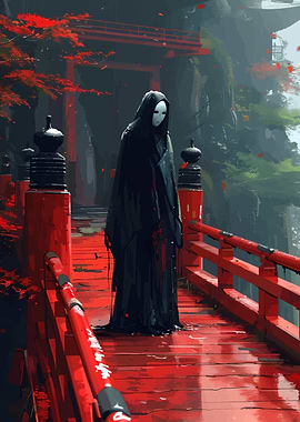 Masked Red Japanese Bridge