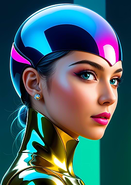Futuristic Woman Portrait with Helmet