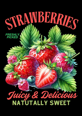 Fresh Strawberries Watercolor Illustration