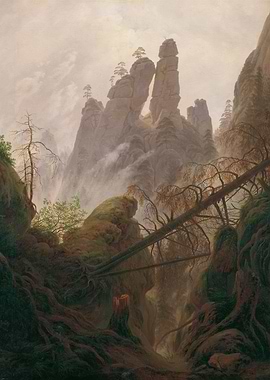 Misty Mountain Landscape Painting