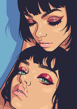 Two Women Portrait Digital Art