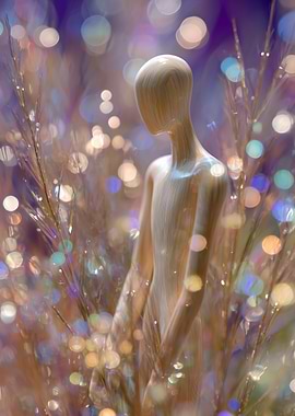 Wooden Mannequin in Bokeh Light