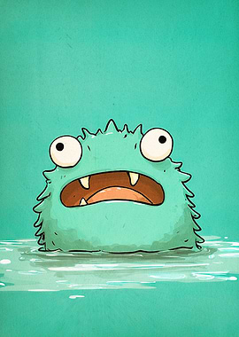 Cartoon Monster in Water